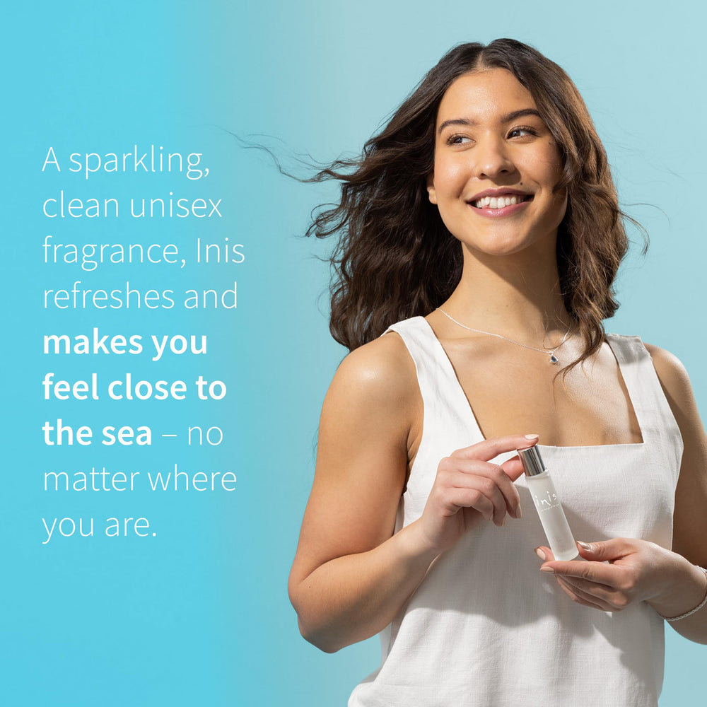 Inis the Energy of the Sea cologne packaging travel size, easy to pack anywhere.