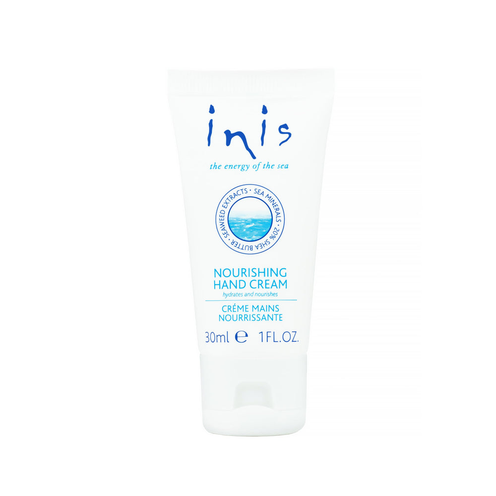 Inis the Energy of the Sea Nourishing Hand Cream travel-size tube delivers quick hydration.