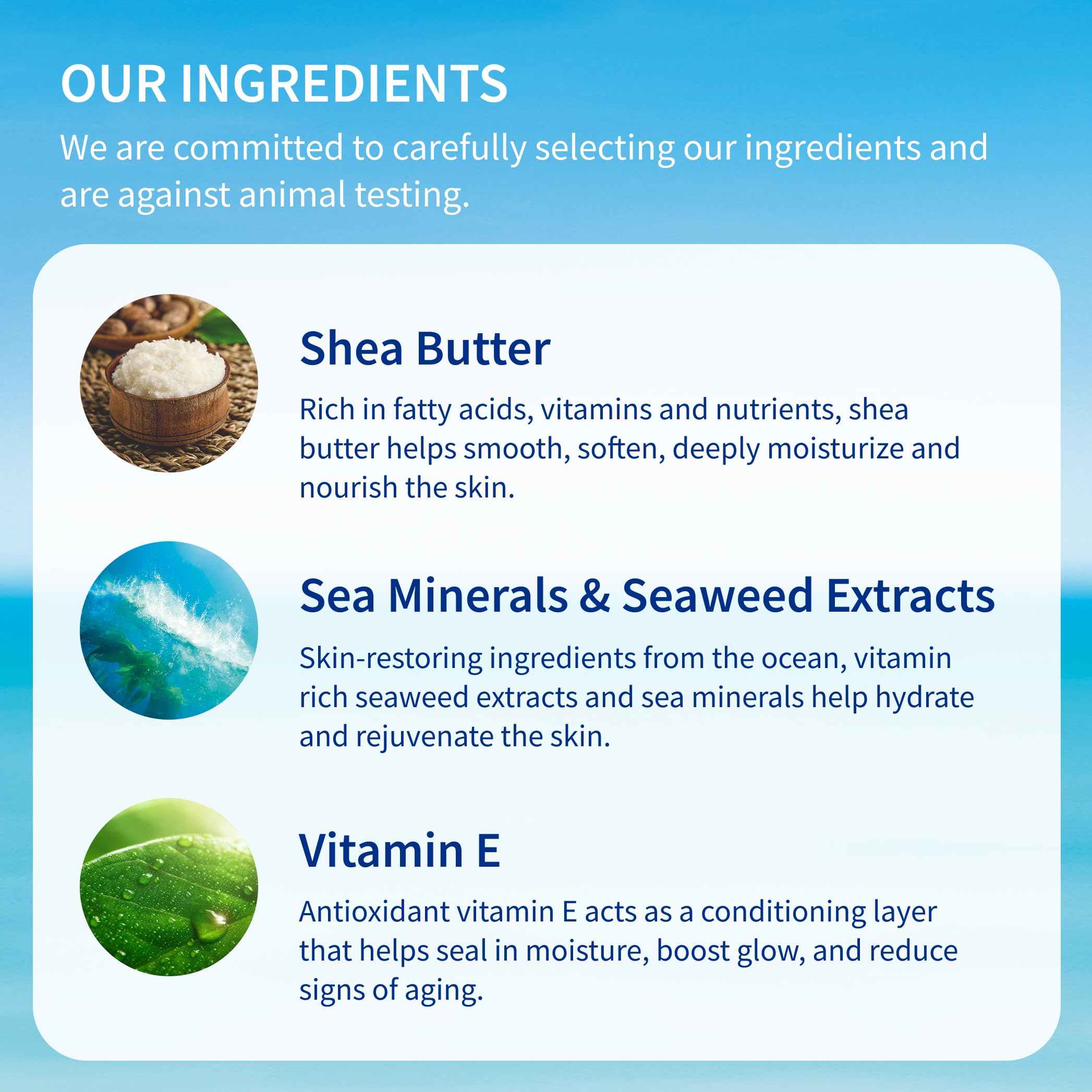 Label highlights seaweed extract contributing to marine-inspired hydration.
