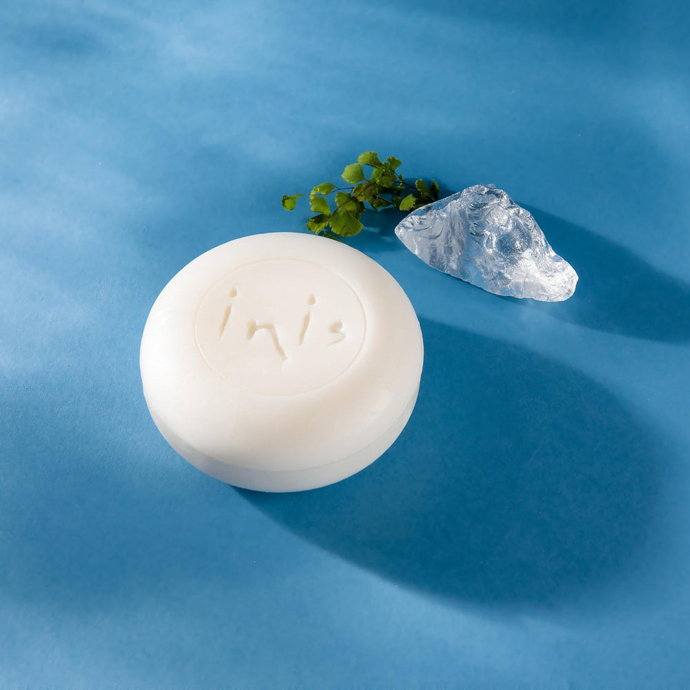 Inis sea mineral soap close-up lather shows luxurious triple-milled texture and shea butter richness.