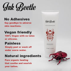 Ink Beetle forms protective skin as it dries, preserving the tattoo