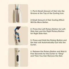 INK-EEZE purple rotating wand enables quick, even curls with minimal effort.