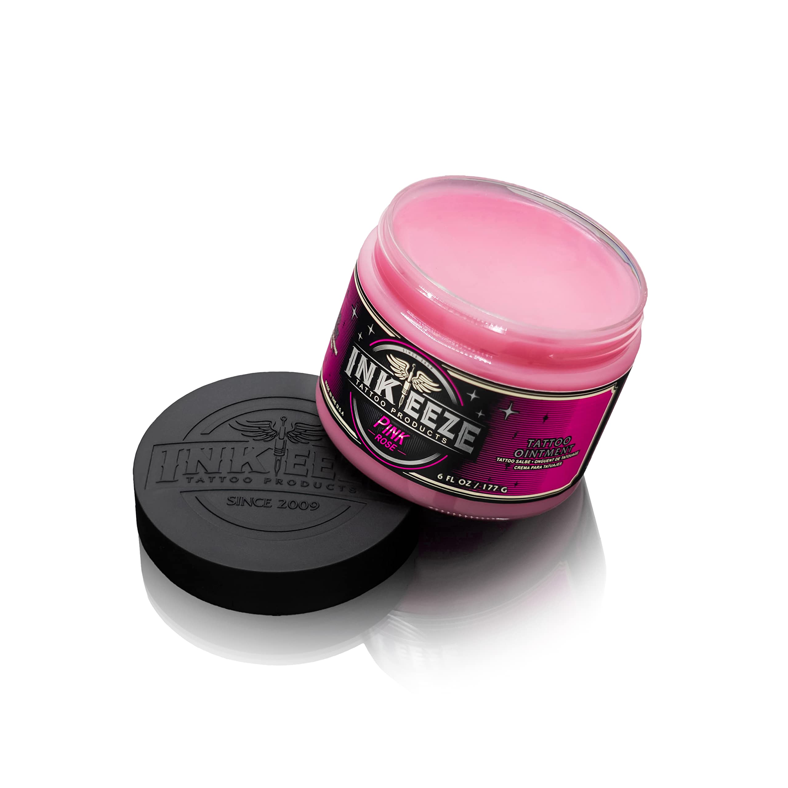 Artist applying INK-EEZE Pink Tattoo Ointment during tattooing for better glide