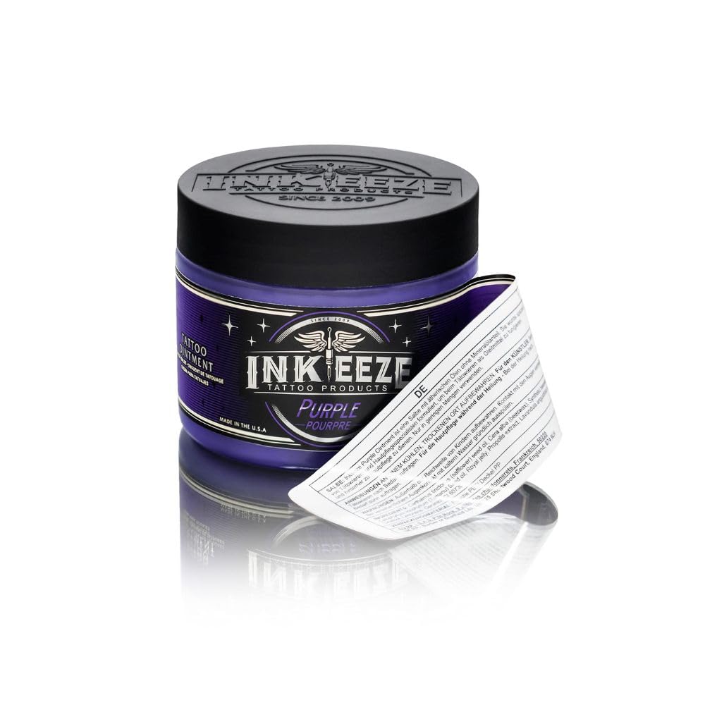 INK-EEZE Purple Tattoo Ointment aftercare use aids comfort while healing in the first days.