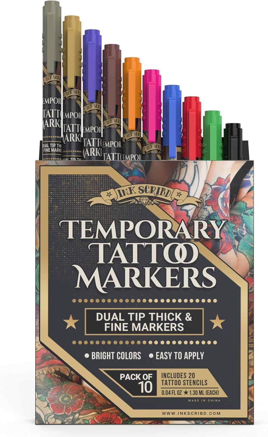 Ink Scribd tatuaje doble punta: trazos finos para diseños detallados.
