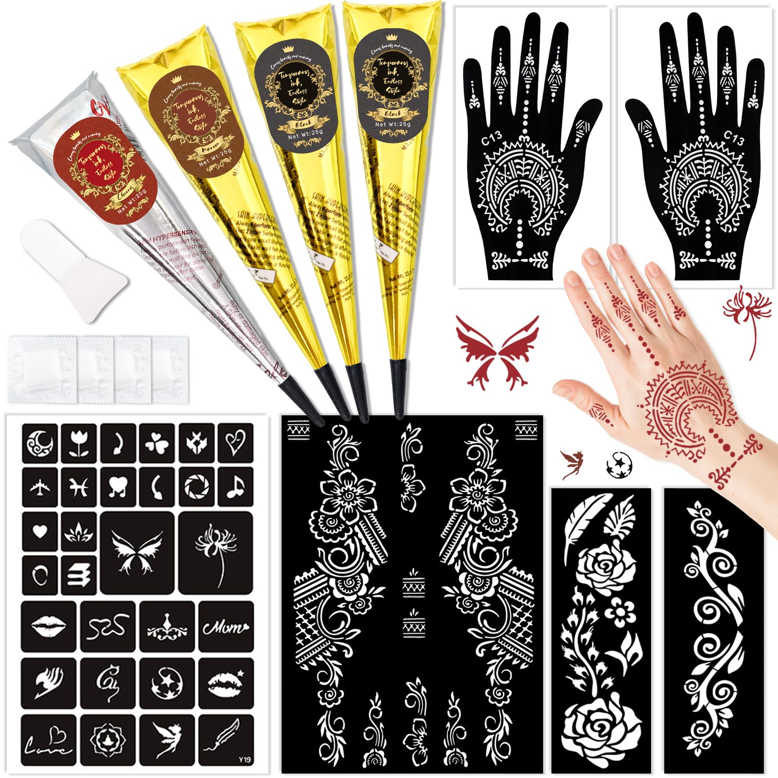 inkforge kit tatuajes temporales conos 4 colores para diseños rápidos.