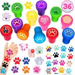 INKSOMOBA huellas estampas con 12 diseños vibrantes para fiestas de mascotas.