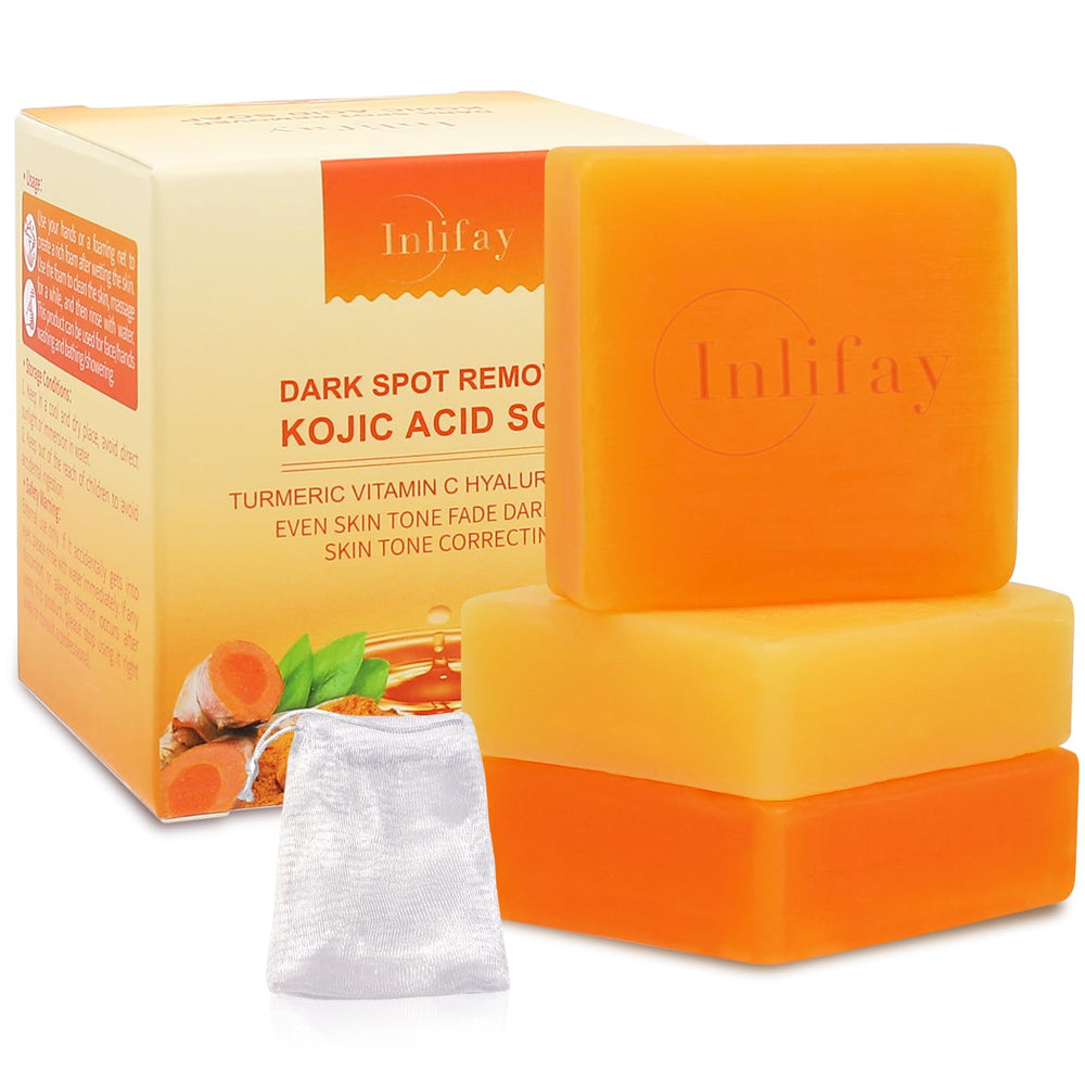 Inlifay Jabon Kojico Cúrcuma: espuma rica para limpiar poros profundamente.
