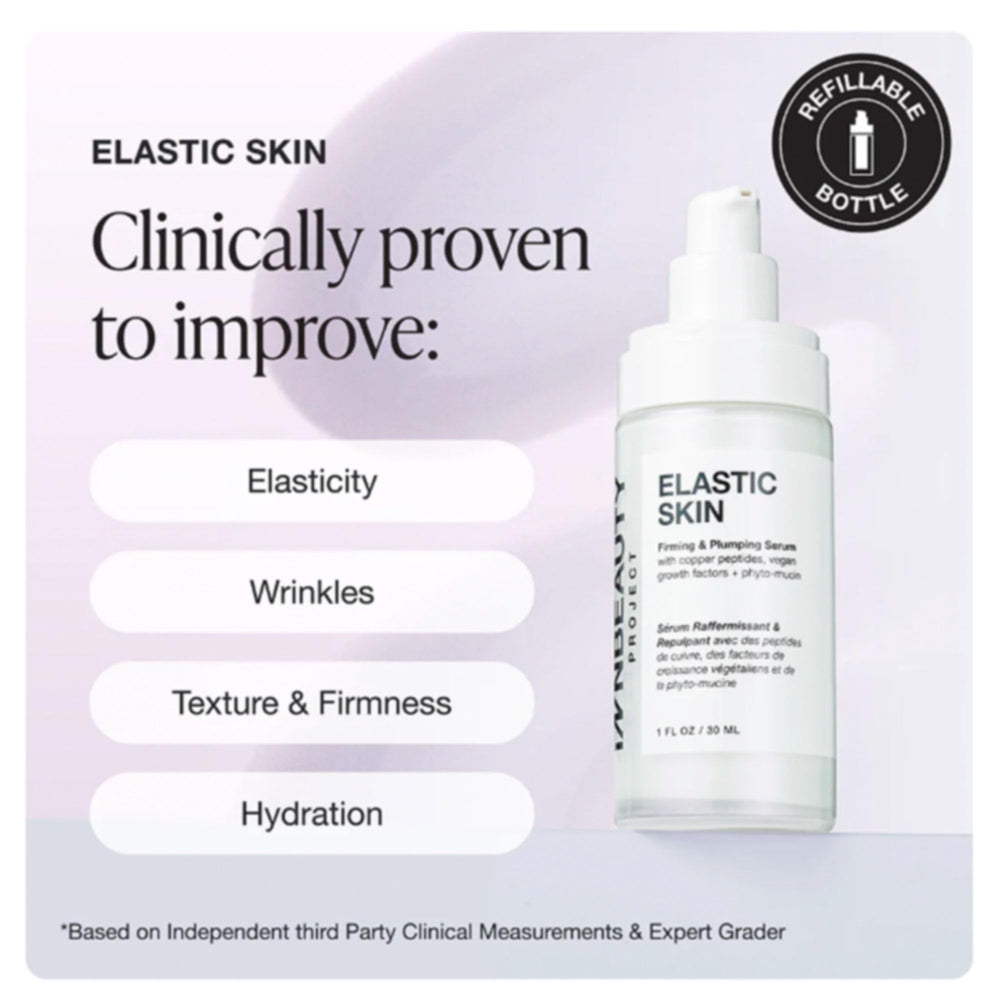 Innbeauty Project Elastic Skin Serum pump closeup shows airless mechanism protecting formula.