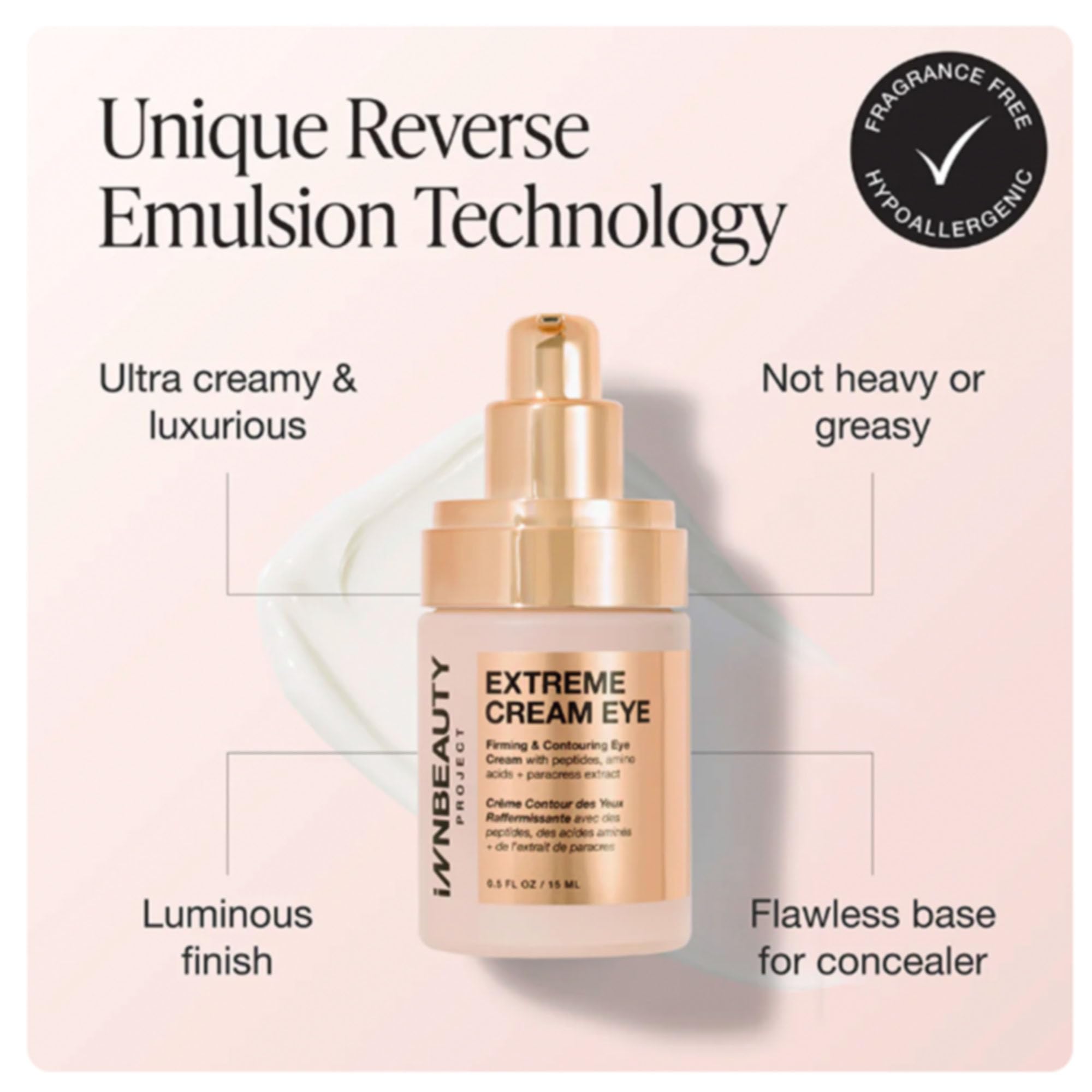 Innbeauty Project Extreme Cream Eye Firming eco-packaging highlights refillable, sustainable design.