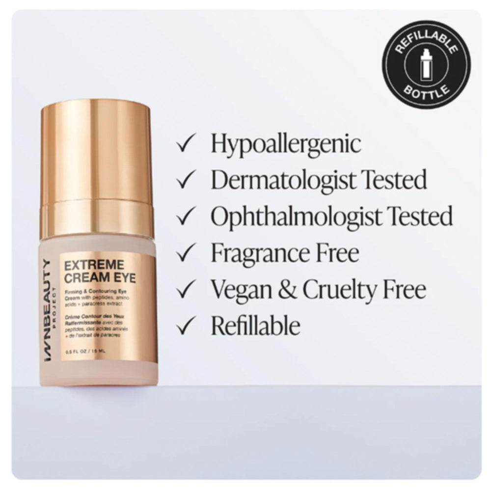 Innbeauty Project Extreme Cream Eye Firming refill bottle for eco-friendly routine.