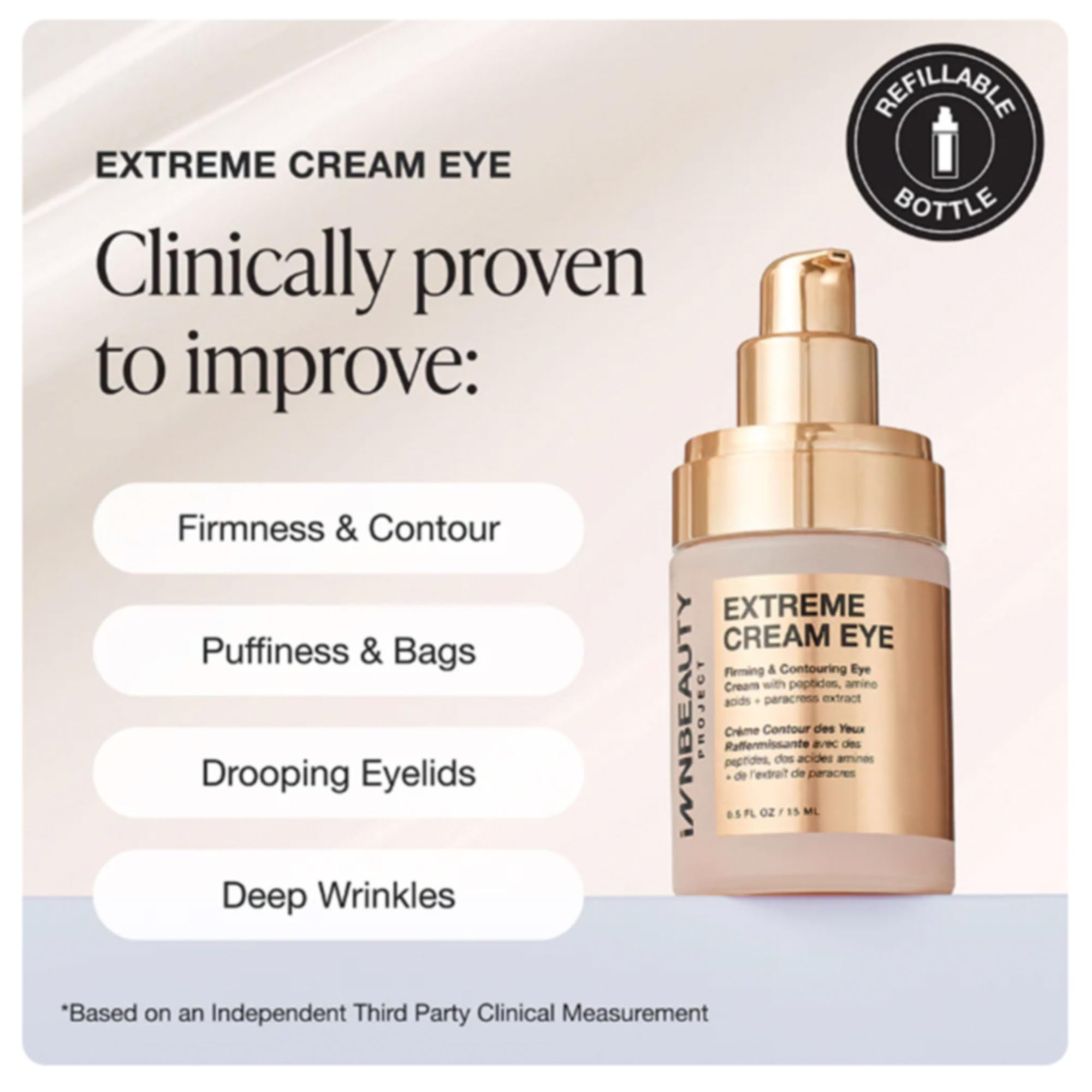 Innbeauty Project Extreme Cream Eye Firming texture emulsion reveals smooth, deeply hydrated skin feel.