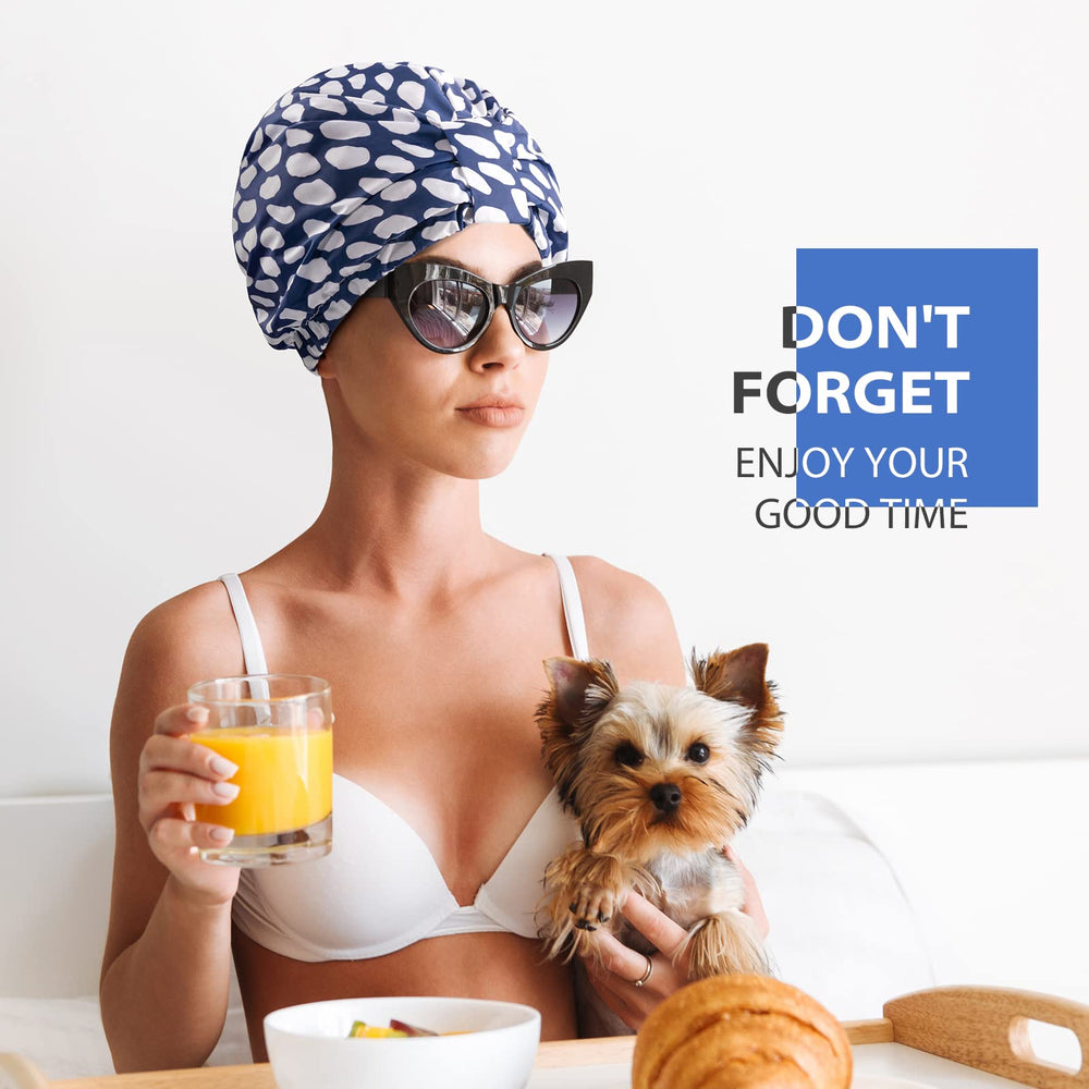 INNELO gorro ducha lujo azul multiuso: perfecto para spa, maquillaje y viaje