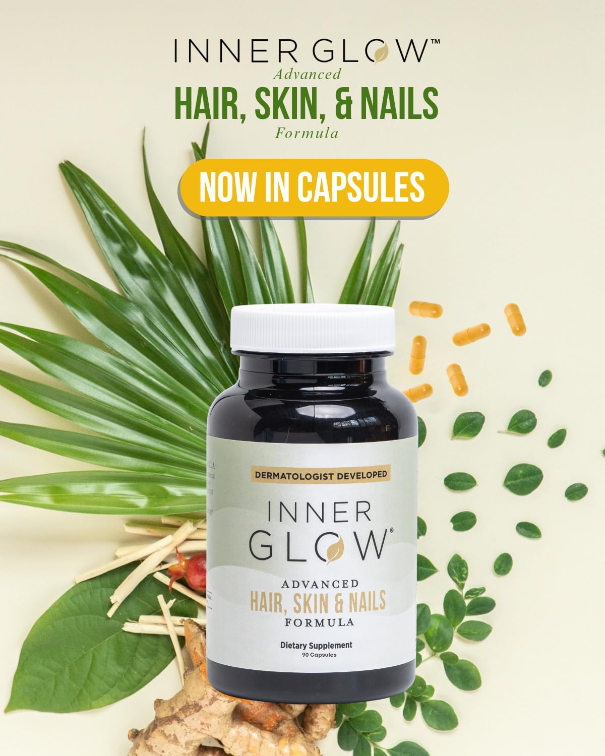 Inner Glow saw palmetto ashwagandha moringa trio for scalp health.