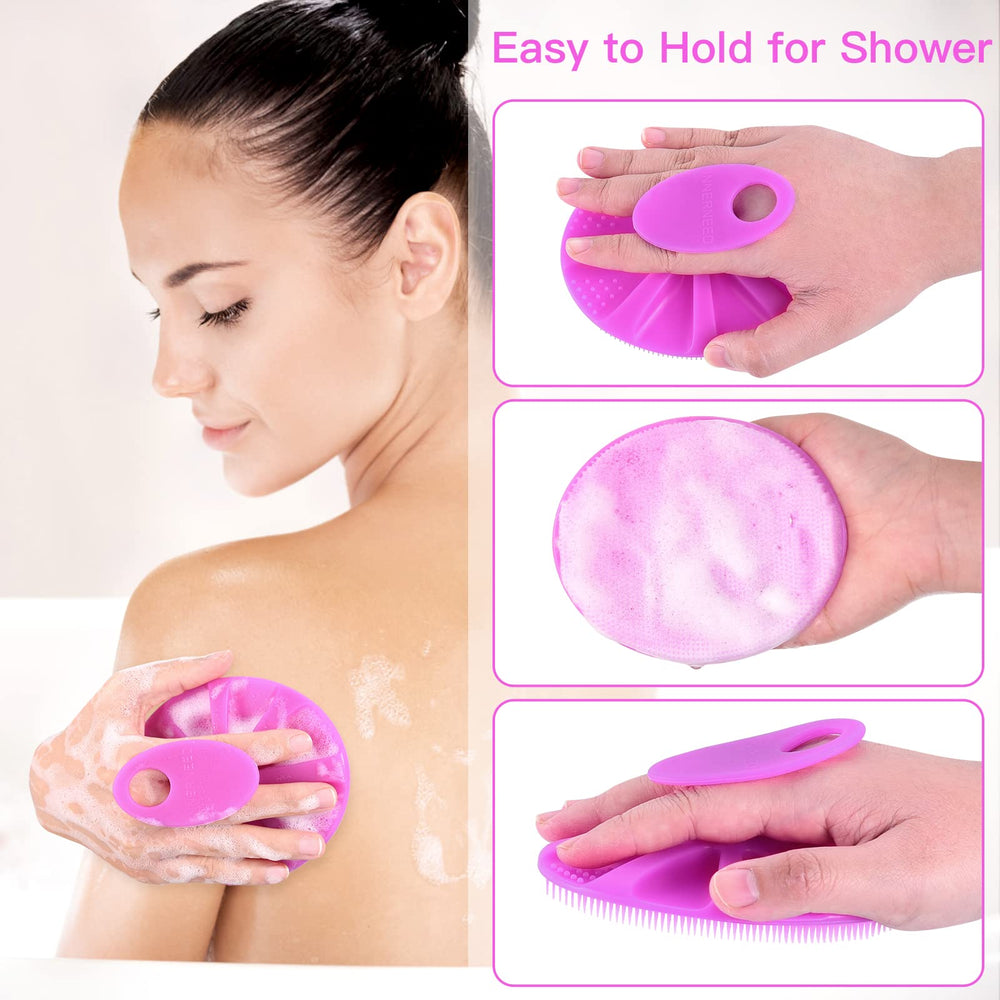 INNERNEED cepillo cuerpo silicona mango ergonómico para uso cómodo en la ducha.