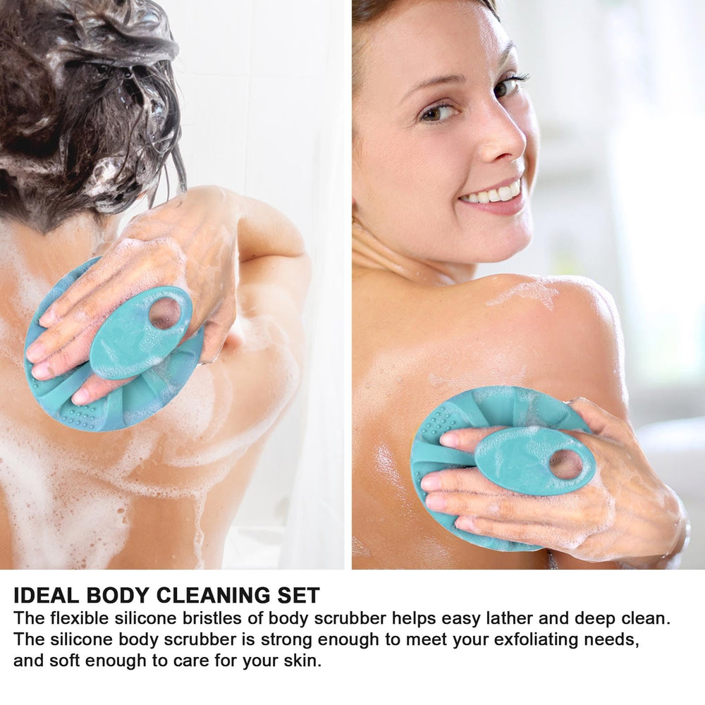 INNERNEED ergonomic silicone brush with non-slip grip for comfortable cleansing.