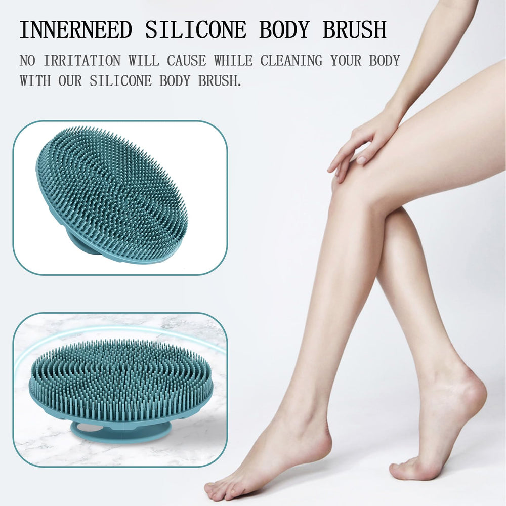 Gentle exfoliation from INNERNEED silicone bristles suitable for sensitive skin.