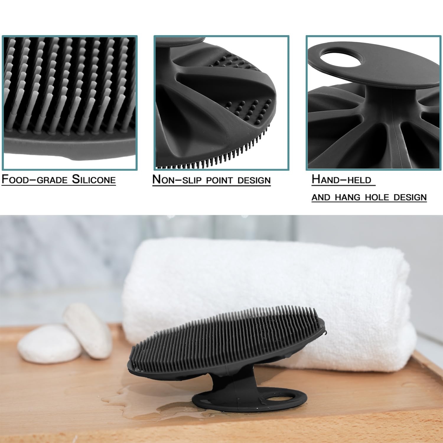 INNERNEED non-slip hand grip keeps control during cleansing sessions.