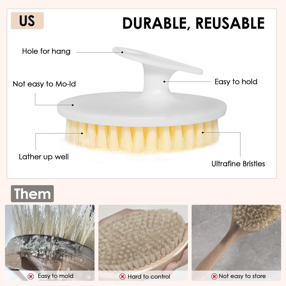 INNERNEED PP Shower Brush ergonomic handle enables comfortable, controlled scrubbing.