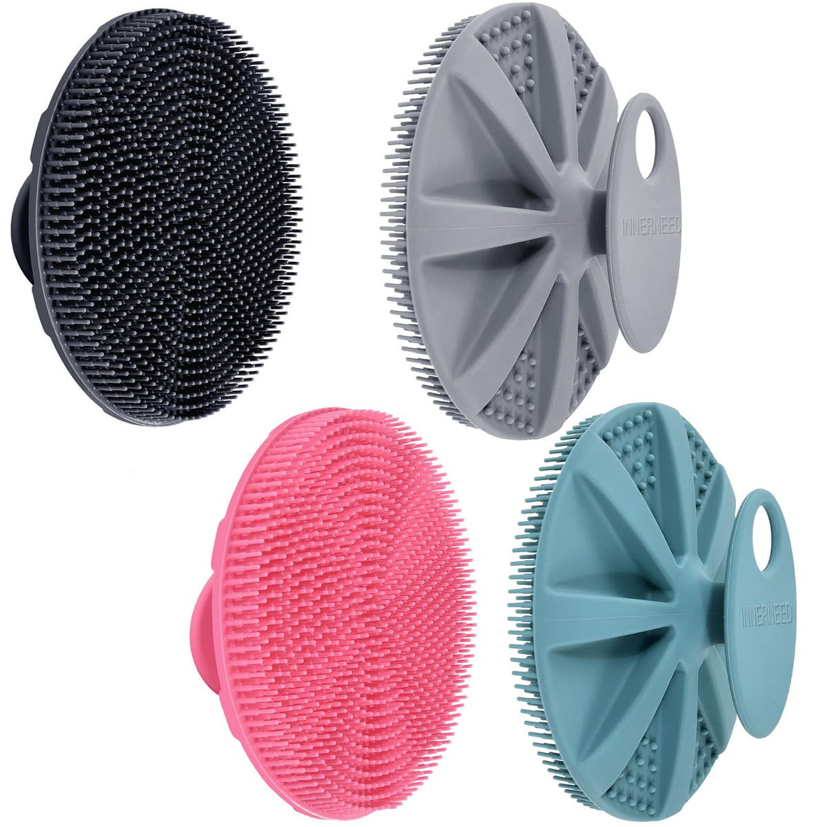 INNERNEED shower brush with ergonomic handle for a secure, comfortable cleansing session.
