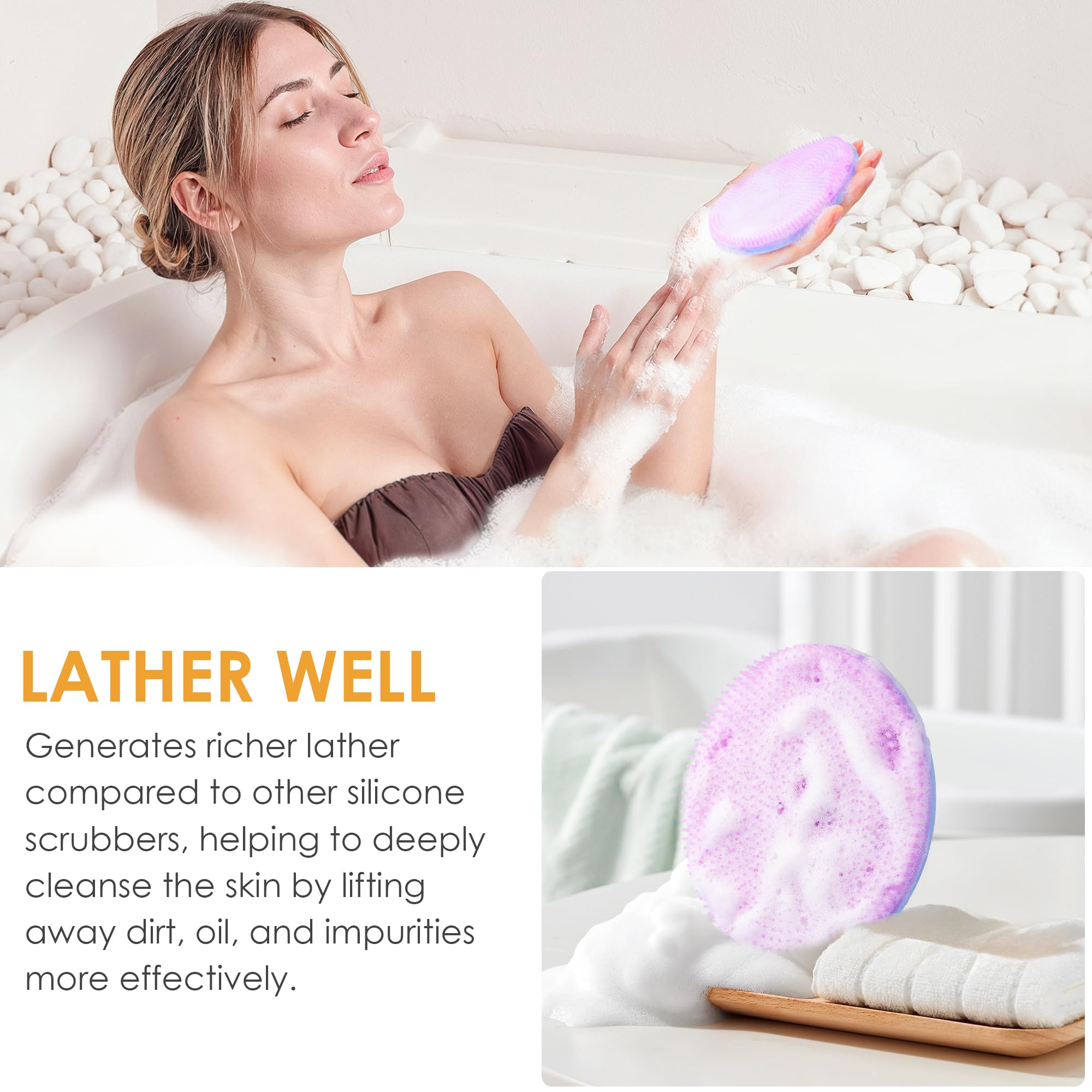 Innerneed purple silicone scrubber suitable for sensitive skin users.