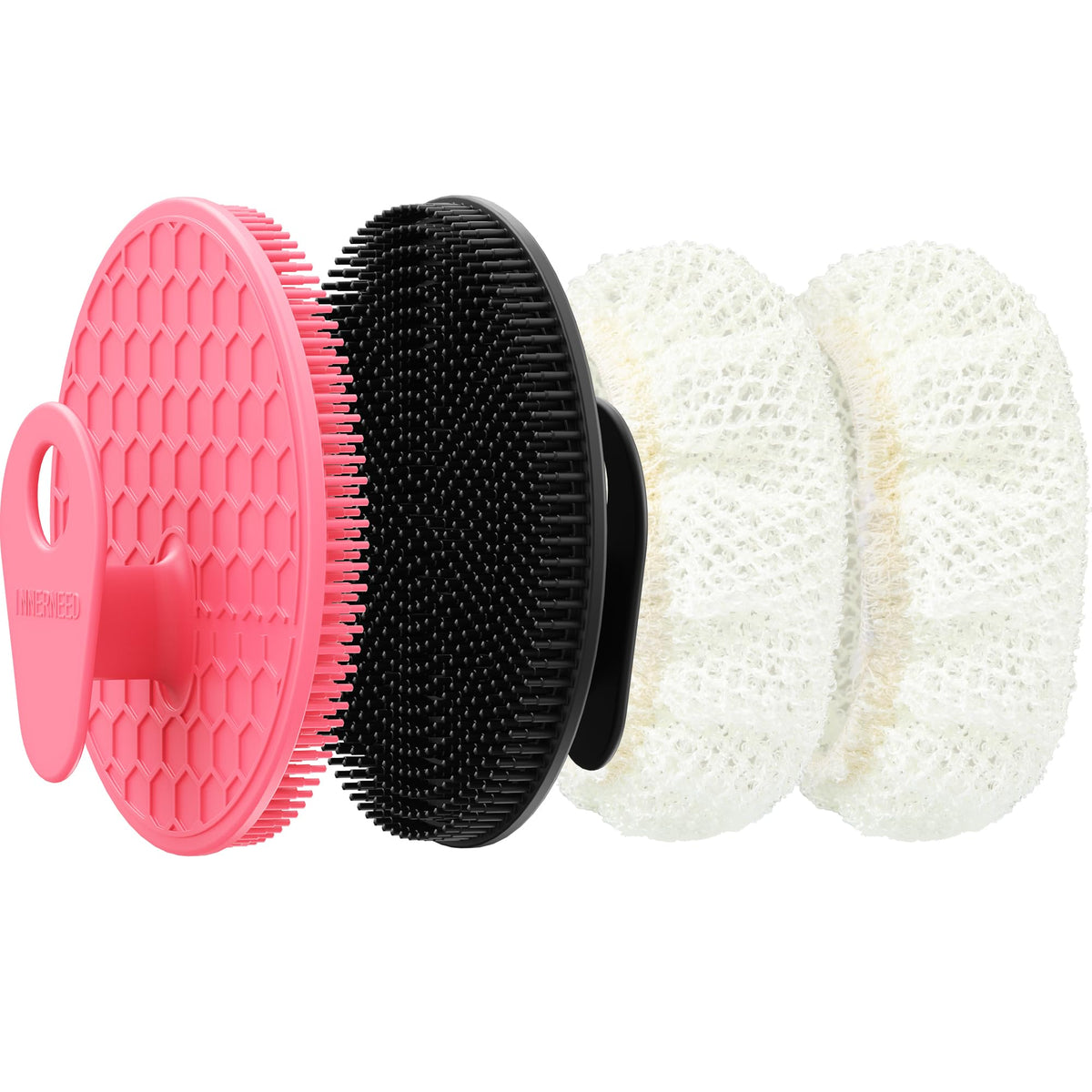 InnerNeed silicone body scrubber with soft bristles for gentle exfoliation and cleansing.