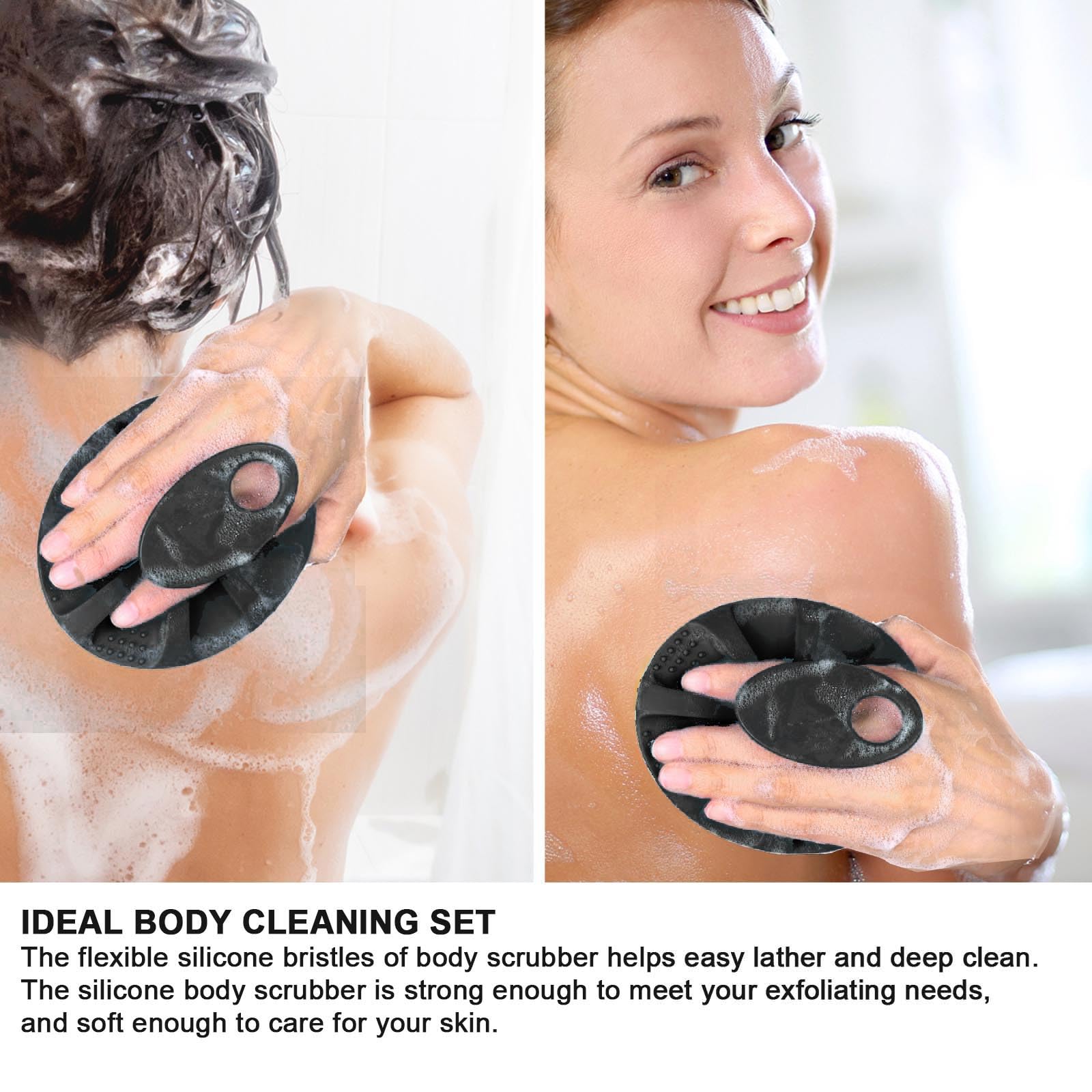INNERNEED silicone bristle scrubber close-up shows hygienic food-grade silicone.