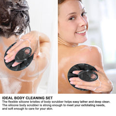 INNERNEED silicone bristle scrubber close-up shows hygienic food-grade silicone.