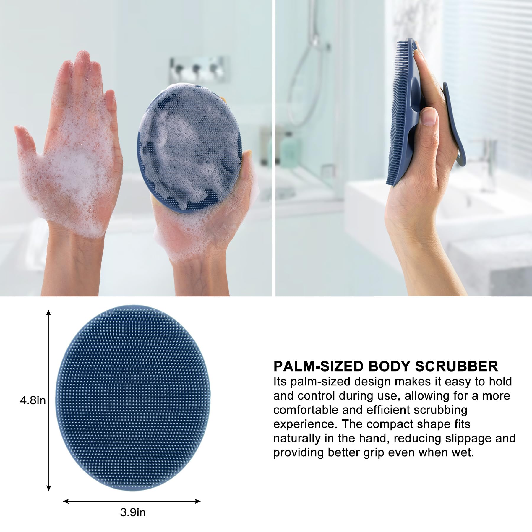 INNERNEED silicone bristles close-up highlighting gentle exfoliation and hygiene.