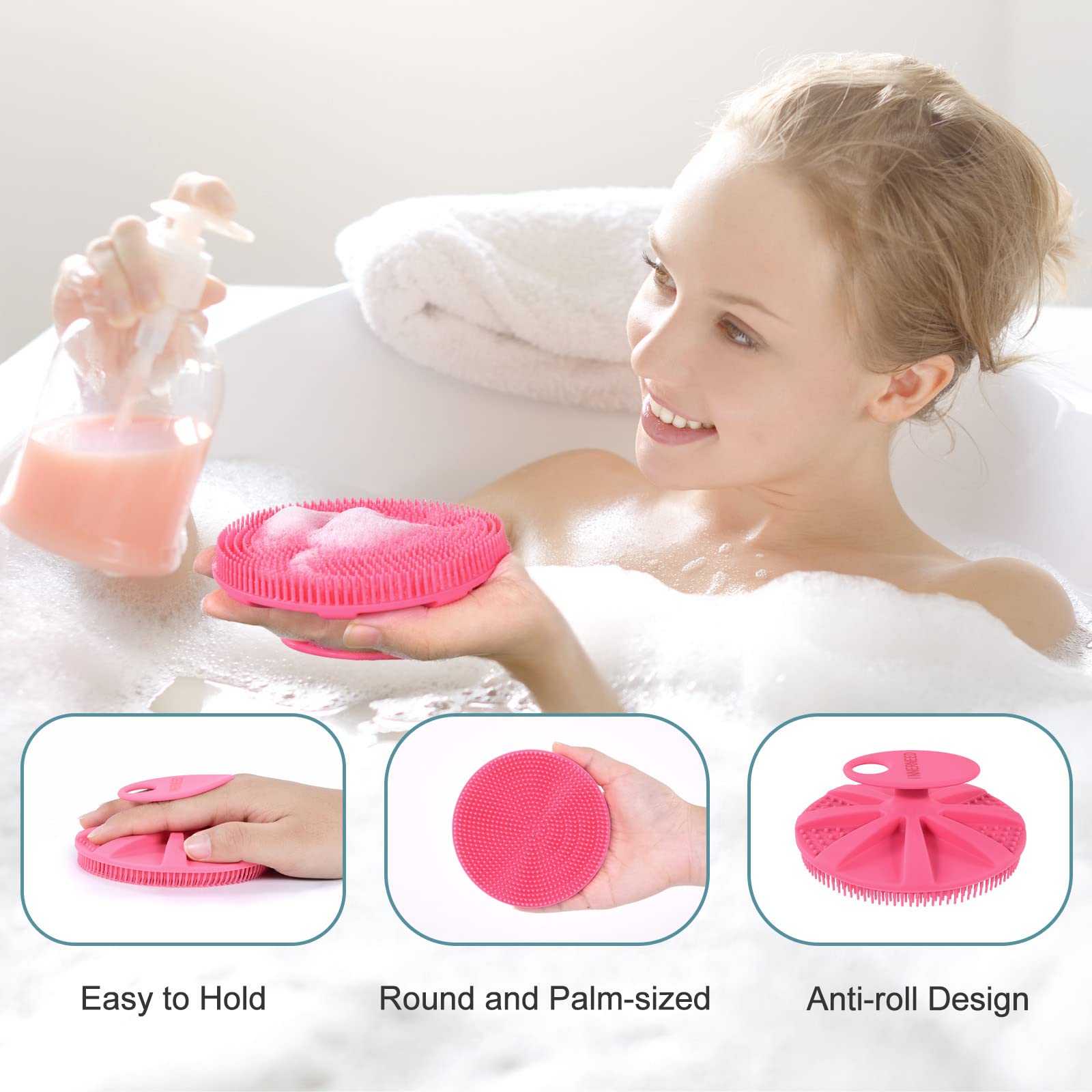 INNERNEED silicone bristles deliver gentle exfoliation and deep cleaning without scratching.