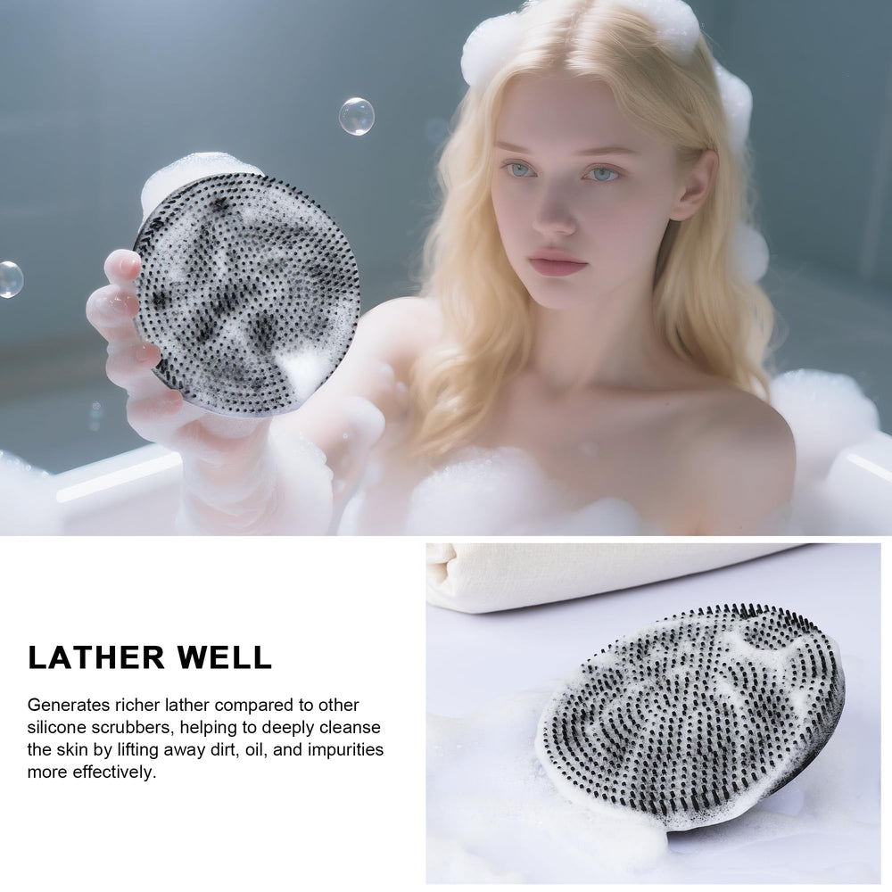INNERNEED exfoliating silicone brush gently buffs skin for deeper cleansing