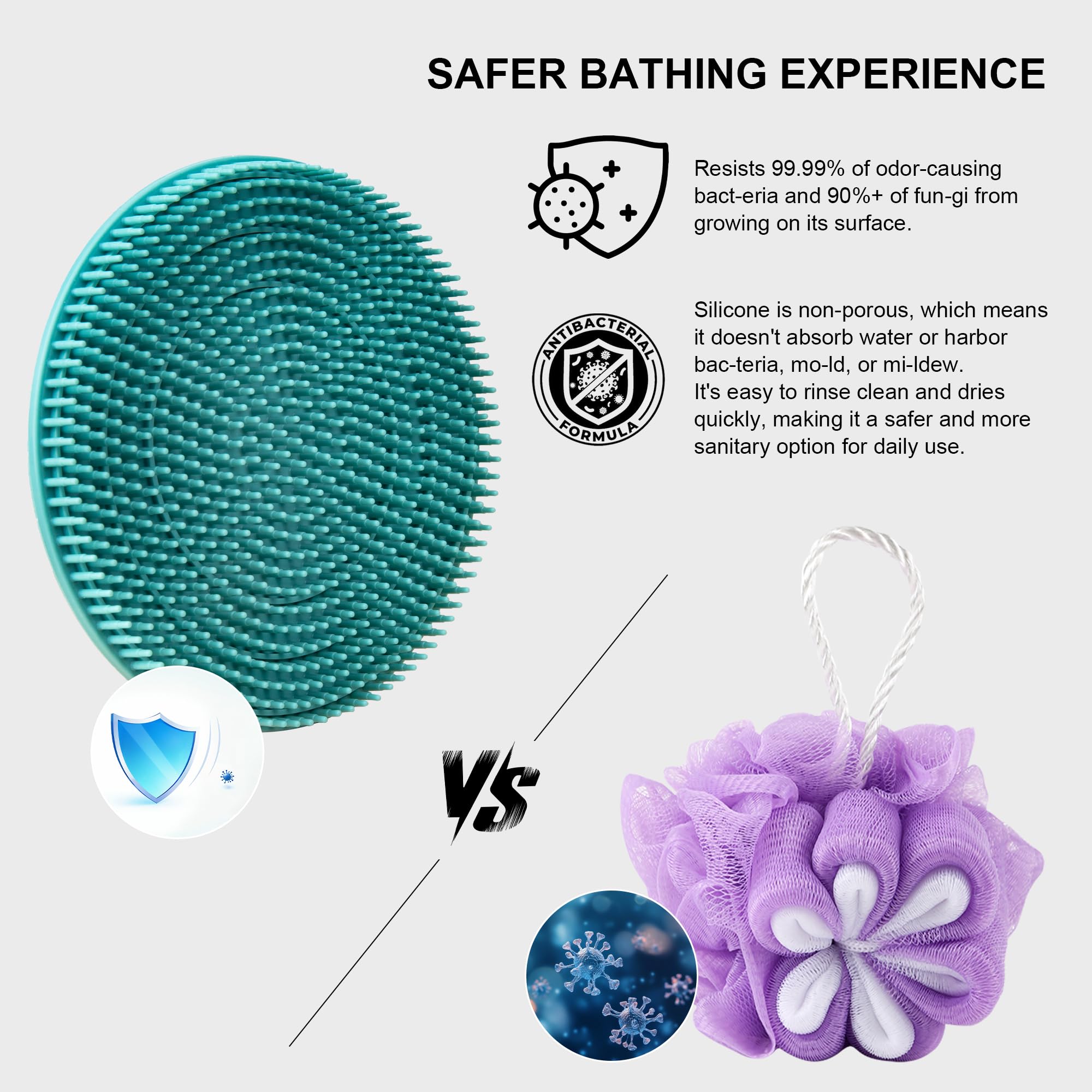 INNERNEED food-grade scrubber with non-porous surface rinses clean easily