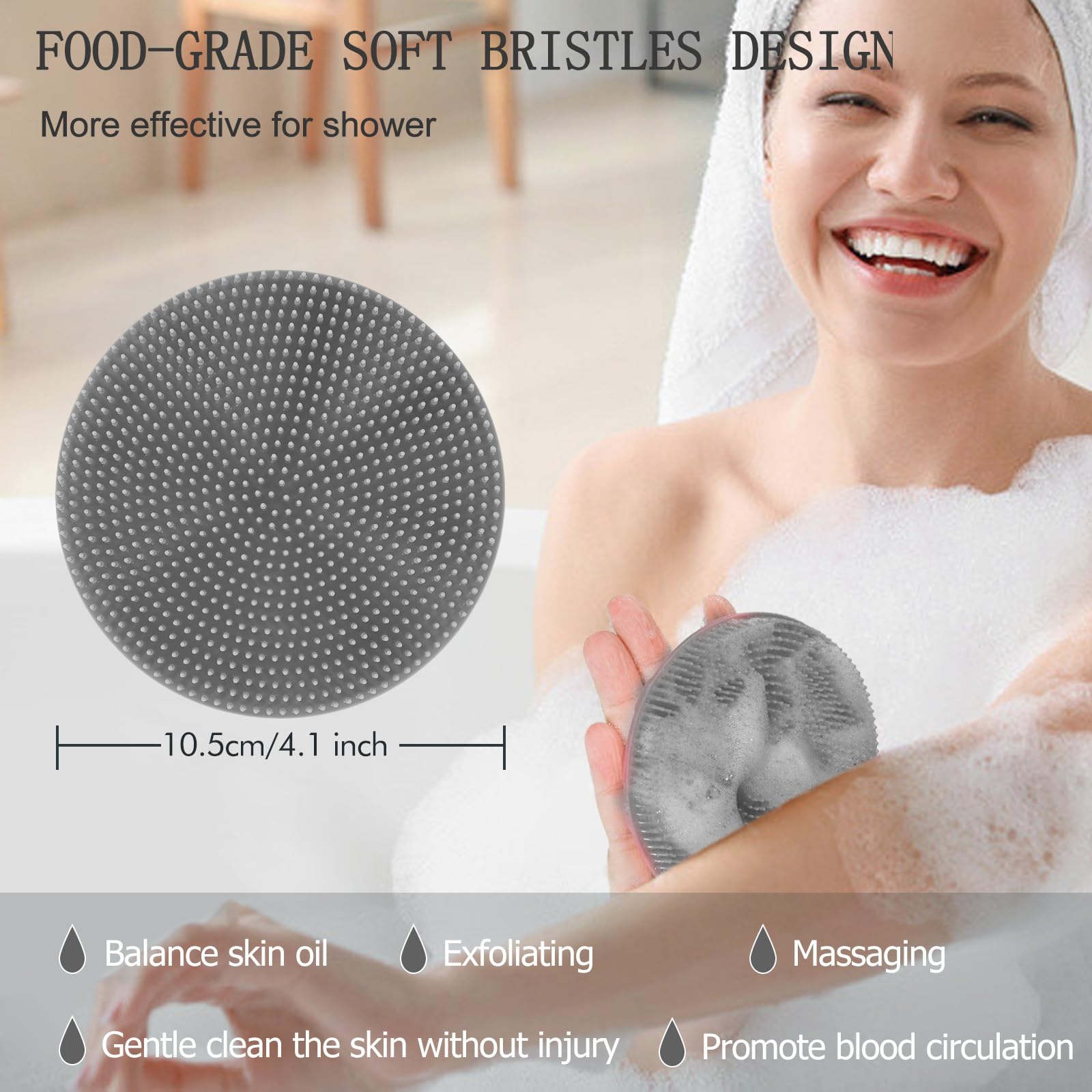 INNERNEED skin-friendly shower brush is gentle on sensitive skin.