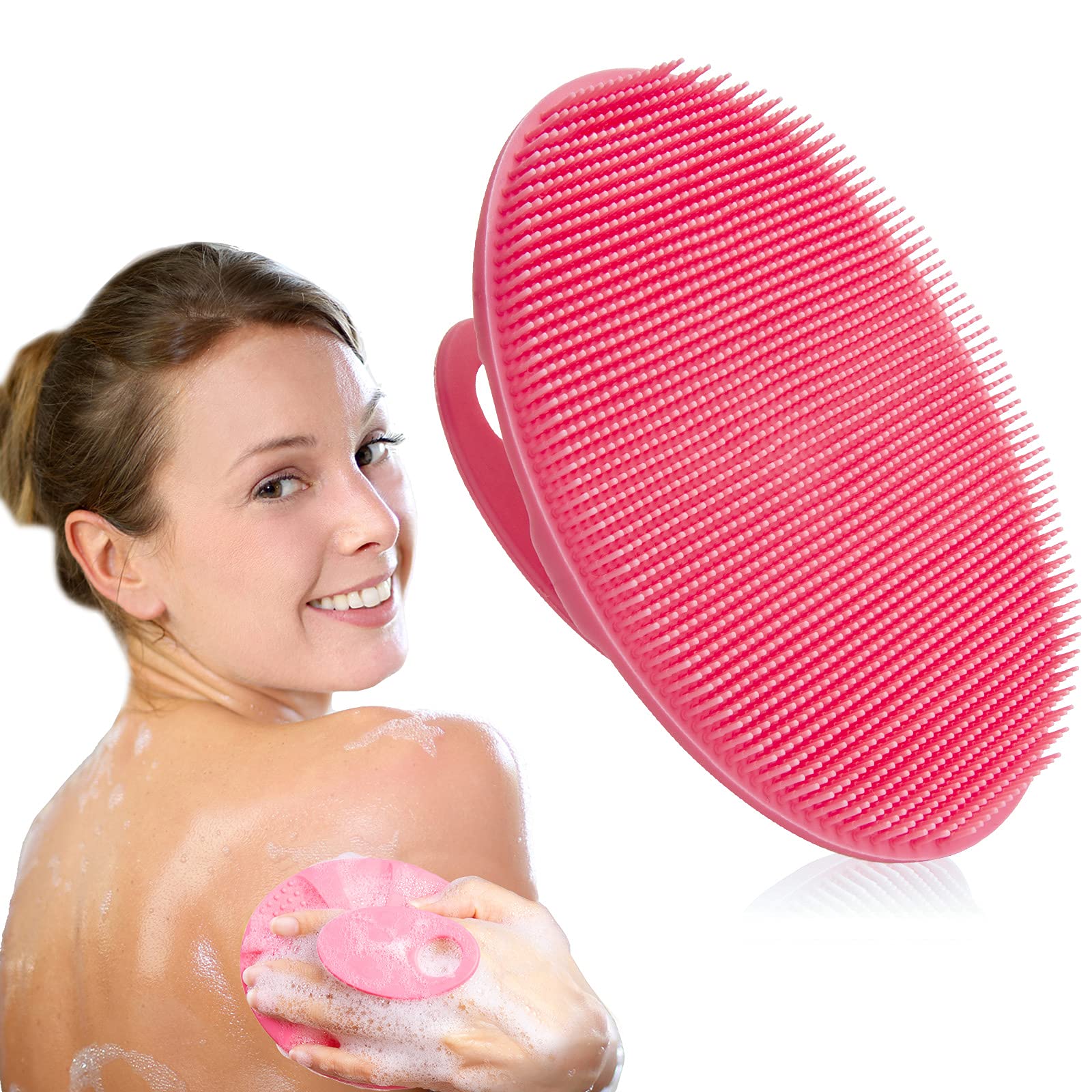 INNERNEED soft silicone body brush in pink with palm-hold for gentle cleansing