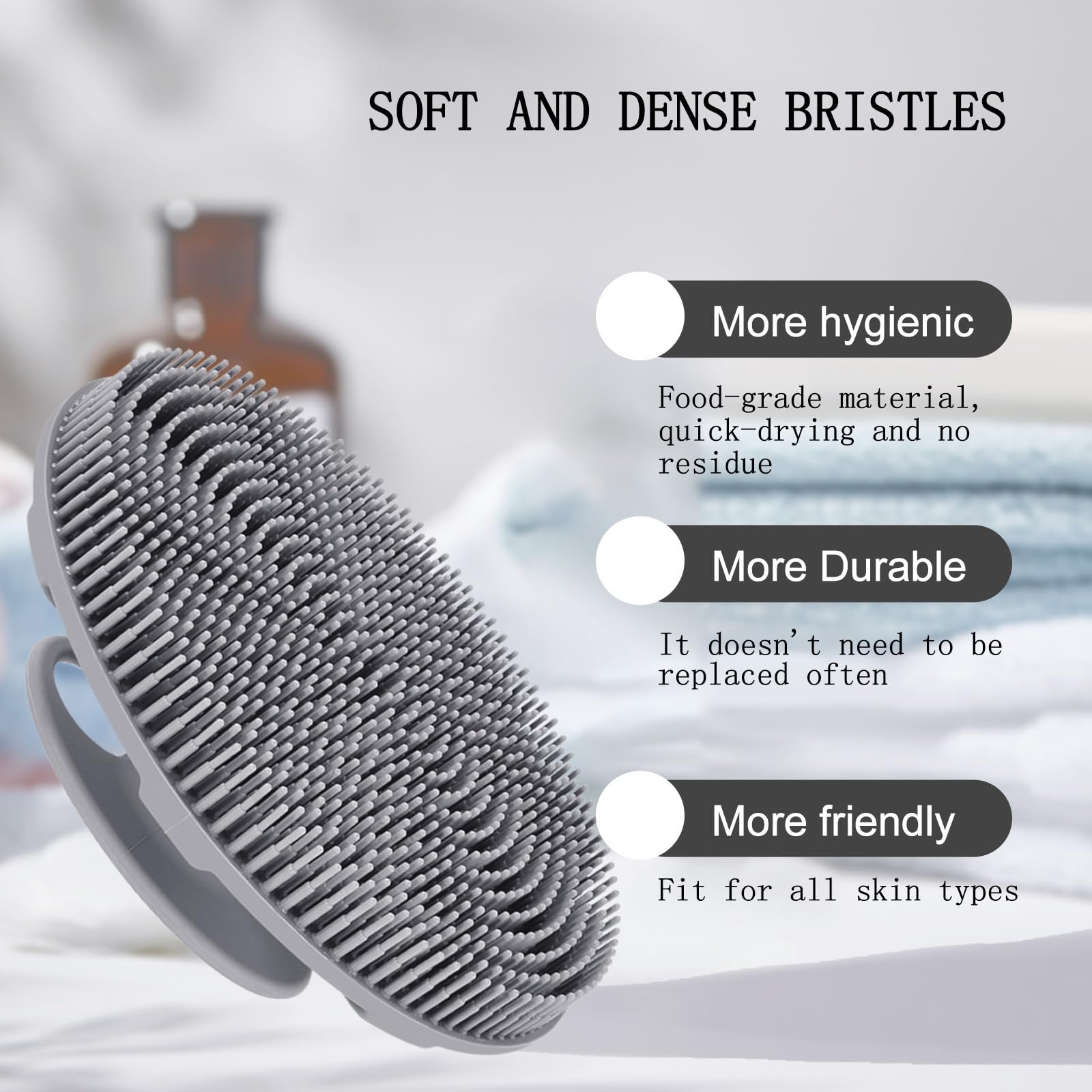 INNERNEED soft silicone body scrubber exfoliates gently for pores and skin softness.