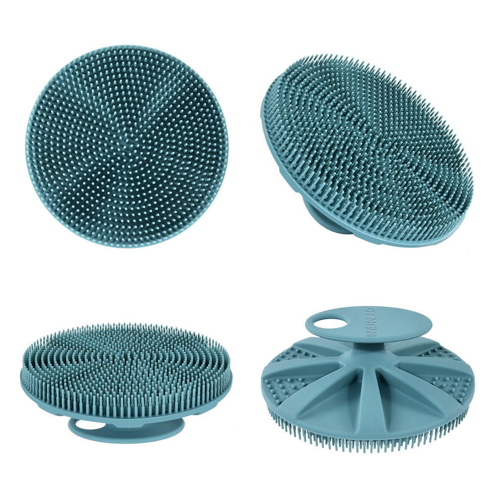 Travel-ready INNERNEED silicone scrubber with compact, hygienic design.