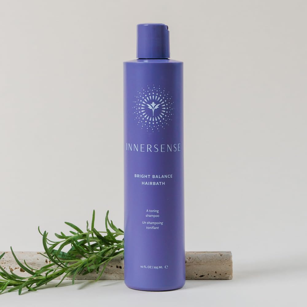 INNERSENSE Bright Balance Purple Toning Hairbath on shelf signals ethical, non-toxic formulation