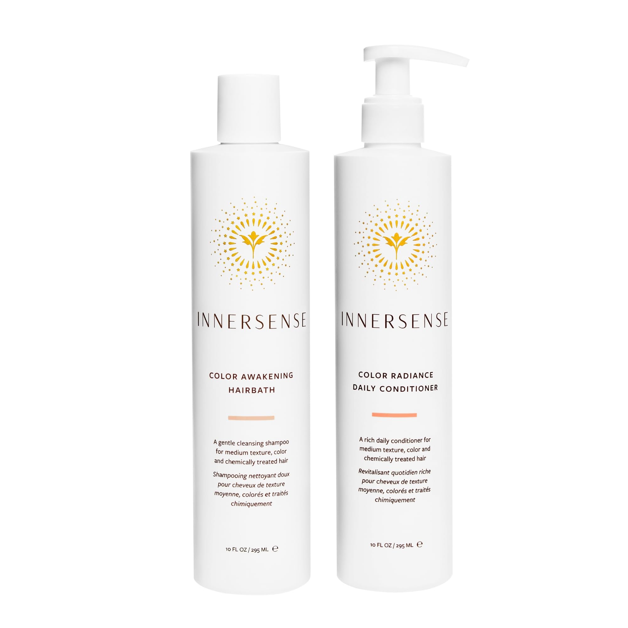 INNERSENSE Color Awakening Hairbath bottle demonstrates color-safe cleansing for treated hair.