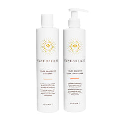 INNERSENSE Color Awakening Hairbath bottle demonstrates color-safe cleansing for treated hair.