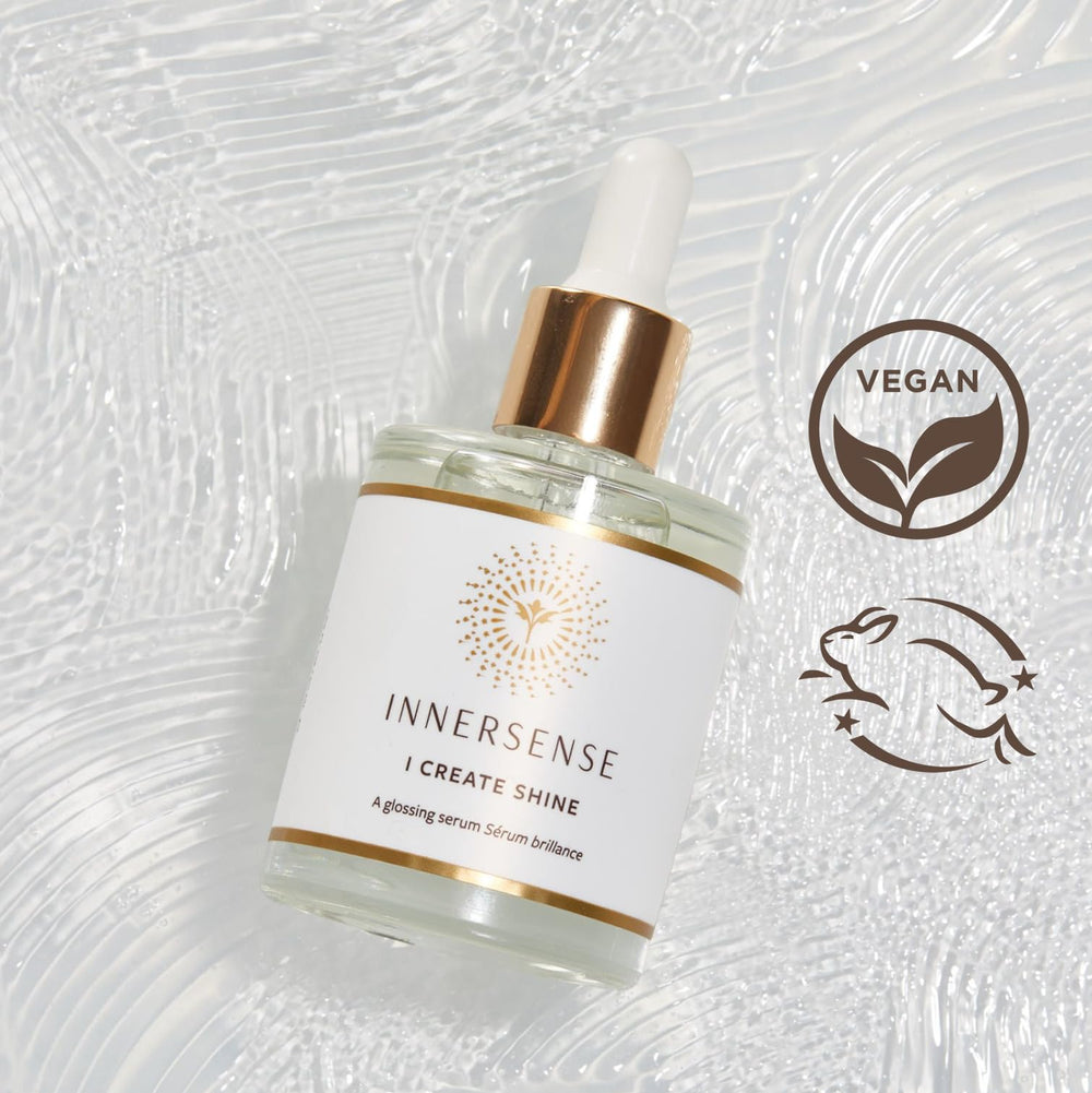 INNERSENSE Create Shine hair close-up reveals radiant shine on strands.