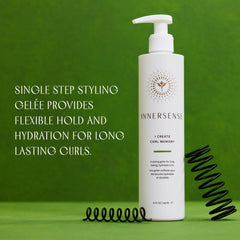 Hands applying INNERSENSE Curl Memory Gel for smooth, hydrated styling