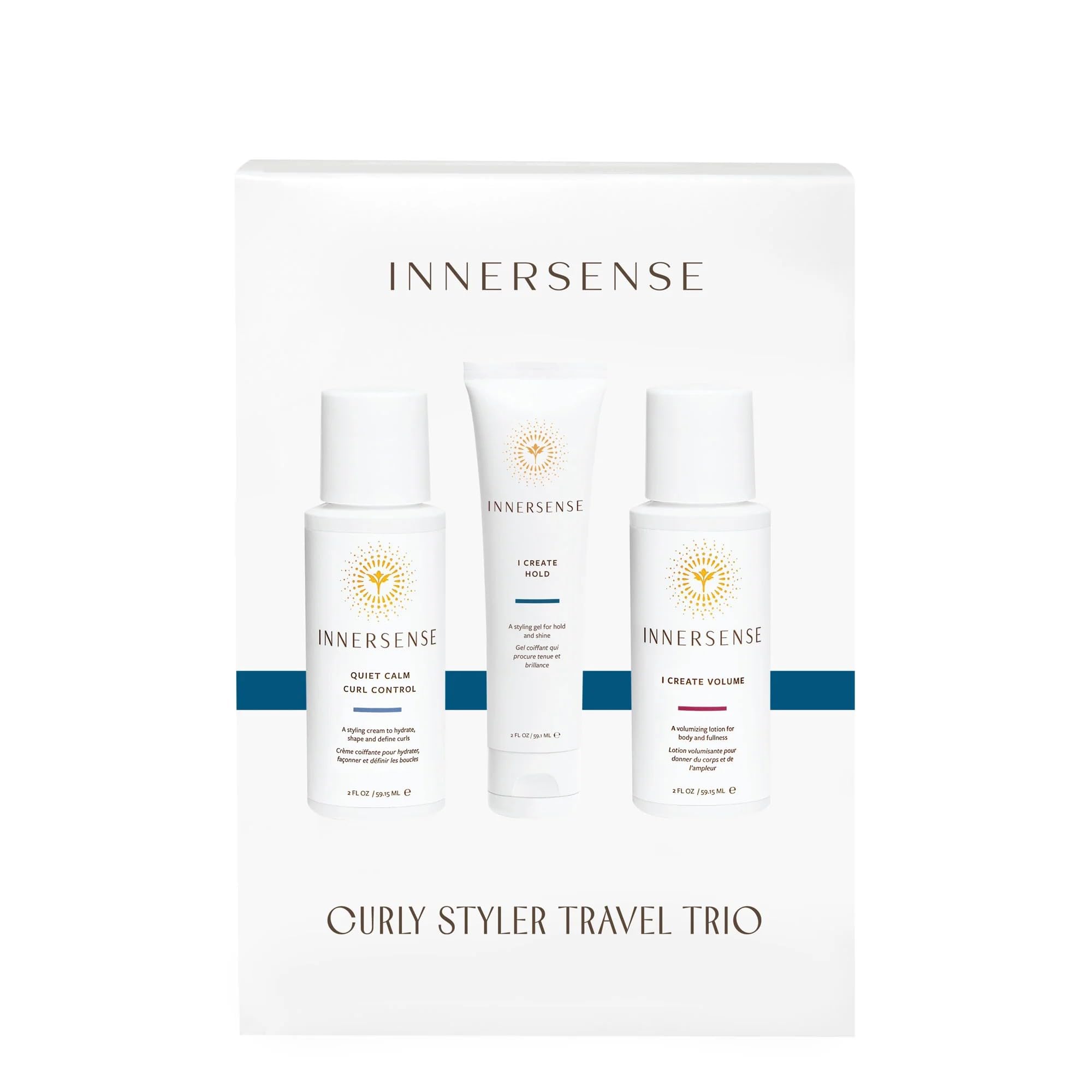 INNERSENSE travel-ready trio shown with three 2oz bottles.