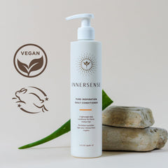 INNERSENSE Daily Conditioner texture close-up shows creamy formula delivering shine.