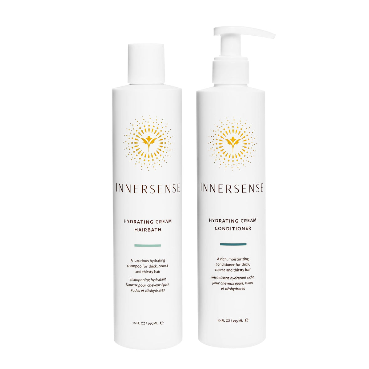 INNERSENSE Hairbath Shampoo bottle closeup highlighting hydrating formula for dry hair.