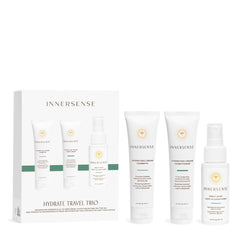 INNERSENSE Hydrating Travel Hair Trio packaging varies for on-the-go moisture