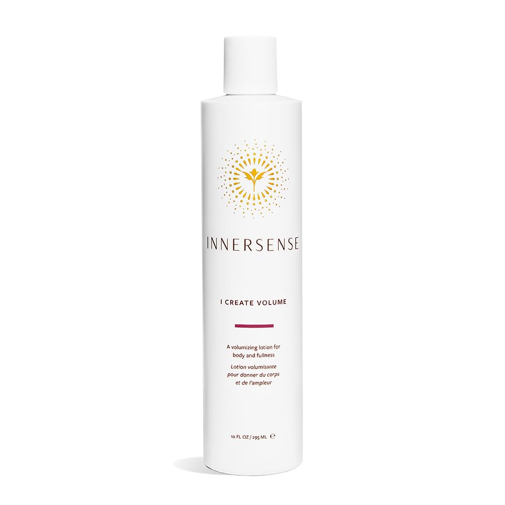 INNERSENSE I Create Volume bottle front, a volumizing lotion for natural fullness.