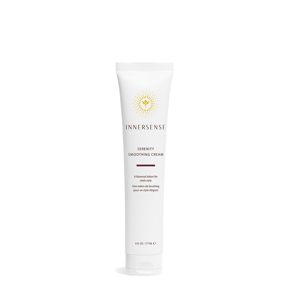 INNERSENSE Natural Serenity Smoothing Hair Cream bottle pour for hydration and frizz control