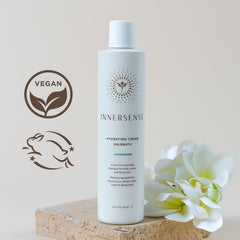 Ingredient spotlight on avocado oil in INNERSENSE Hydrating Cream Hairbath for deep hydration.
