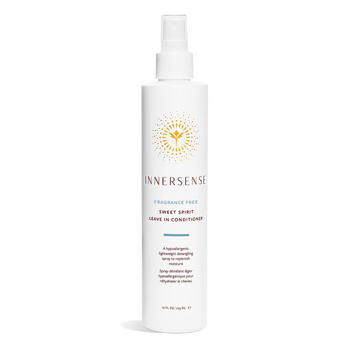 INNERSENSE Sweet Spirit fragrance-free bottle showing a clean detangler for hydration.