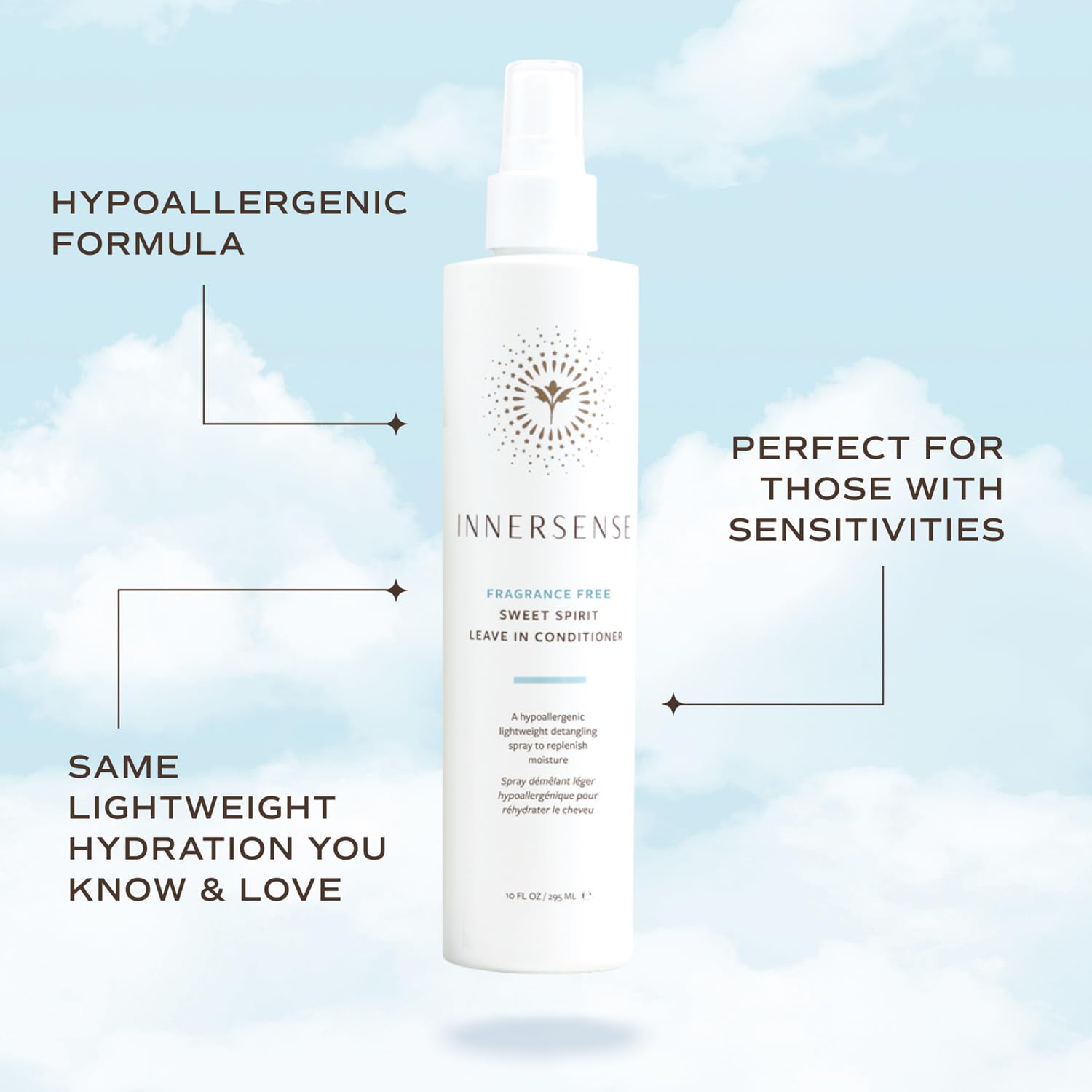 Close-up of aloe and tamanu ingredients in INNERSENSE Sweet Spirit detailing lightweight nourishment.
